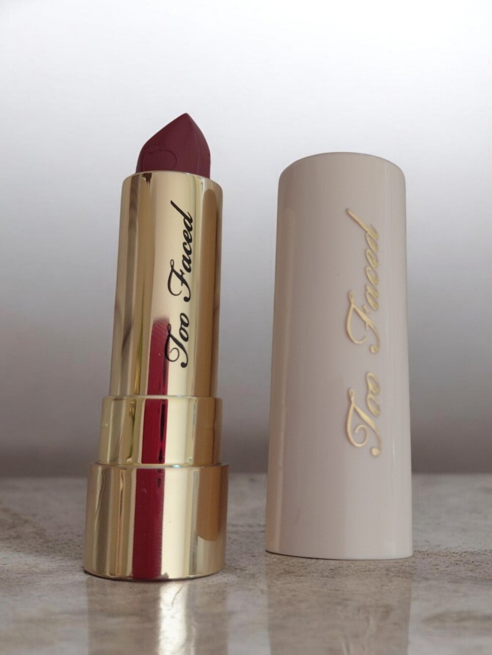 Too Faced Peach Kiss Lipstick--Flight Risk
